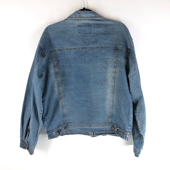 M&D Mens Denim Jacket Vintage Retro Trucker Inside Pocket Cotton Stretch L - Picture 2 of 5